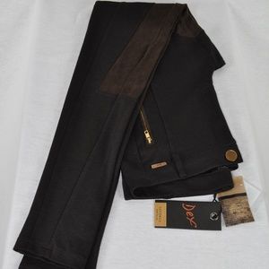 DEX Riding Pant with Faux Suede Detail Brown XS